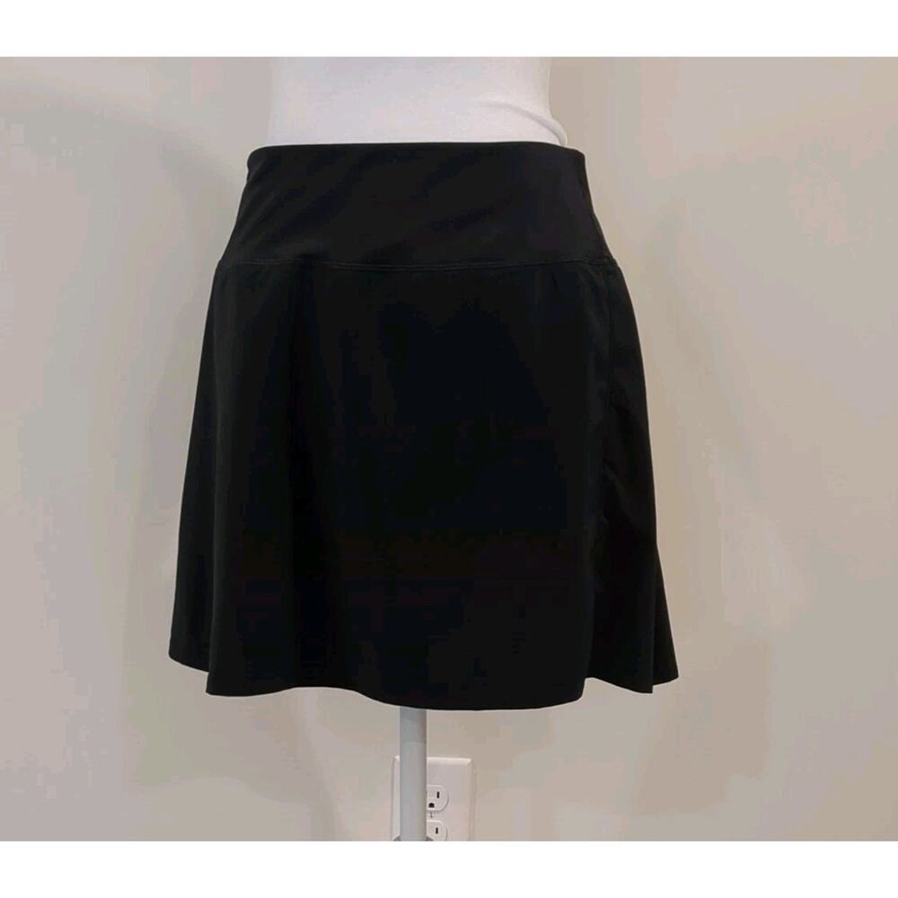 CRZ YOGA Black Women's XL High Waisted Tennis Golf Skort 3 Pockets A Line Skirt